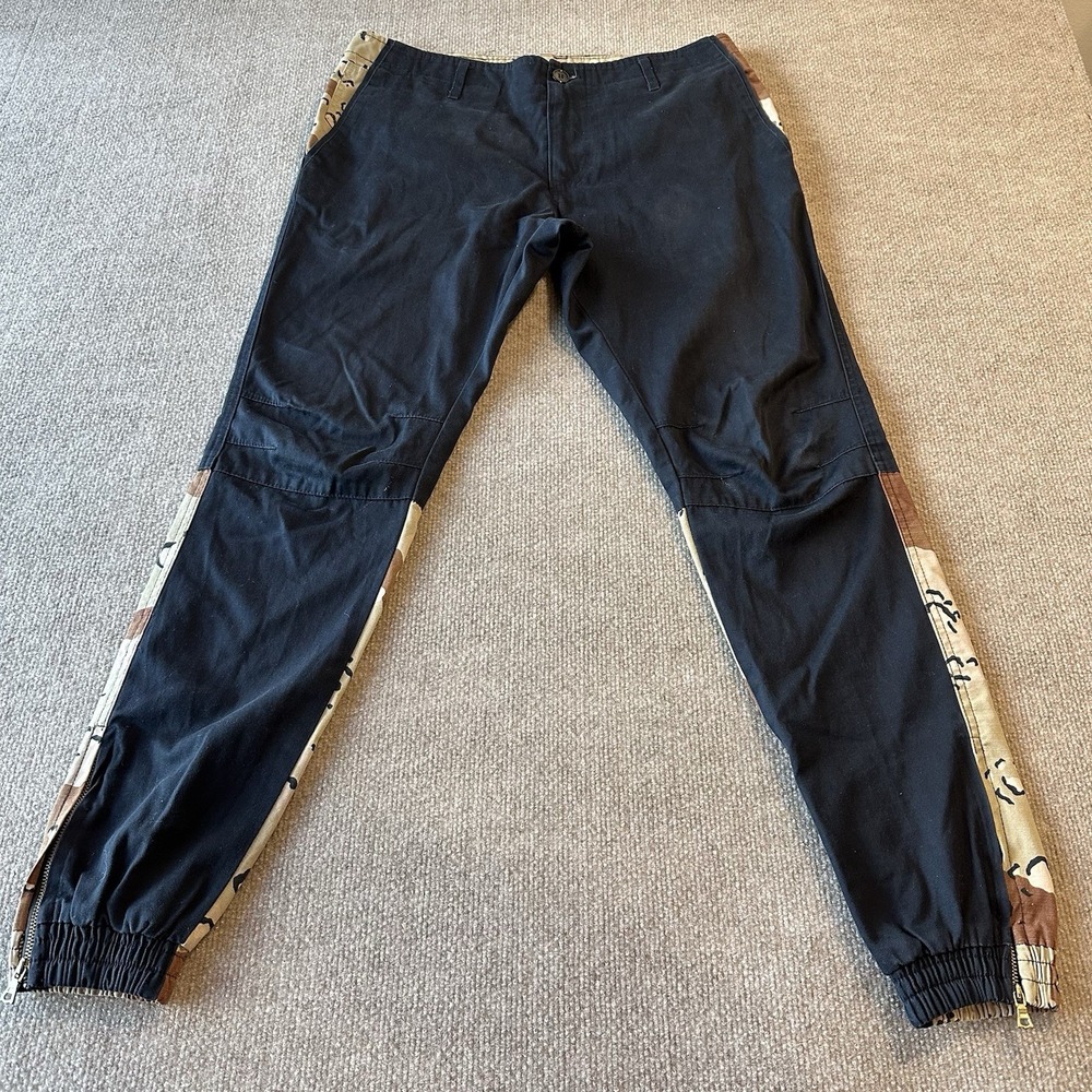 Kith Black Joggers with Beige & Brown Camo Side Panels